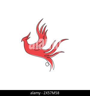 One continuous line drawing of elegant phoenix bird for company logo identity. Business icon concept from animal shape. Dynamic single line draw vecto Stock Vector