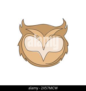 Single continuous line drawing of luxury owl bird head for corporate logo identity. Company icon concept from animal shape. Trendy one line vector dra Stock Vector