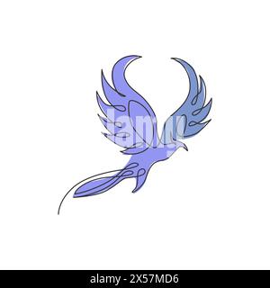 One continuous line drawing of elegant phoenix bird for company logo identity. Business icon concept from animal shape. Modern single line draw vector Stock Vector