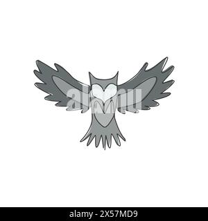 Single continuous line drawing of luxury owl bird for corporate logo identity. Modern company icon concept from animal shape. One line vector draw des Stock Vector