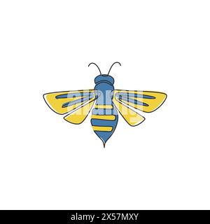 One continuous line drawing of elegant bee for company logo identity. Organic honey farm icon concept from wasp insect animal shape. Trendy single lin Stock Vector