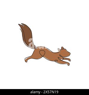 Single continuous line drawing of luxury squirrel for corporation logo identity. Company icon concept from chipmunk animal shape. Modern one line draw Stock Vector