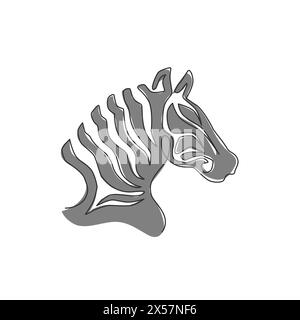 One continuous line drawing of zebra head for zoo safari national park ...