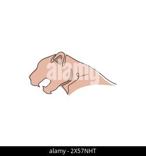 Single continuous line drawing of strong cheetah head for e-sport team logo identity. Leopard mascot emblem concept for national zoo icon. Trendy one Stock Vector