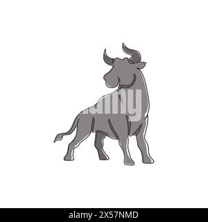 One continuous single line of buffalo head poster banner isolated on ...