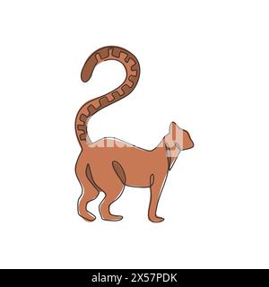 Single continuous line drawing of lovely adorable lemur for logo identity. Cute funny mammal animal mascot concept for pet lover club icon. Trendy one Stock Vector