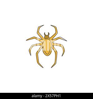 One continuous line drawing of spider spreading the long legs for business logo identity. Cute insect animal concept for pet lover icon. Modern single Stock Vector