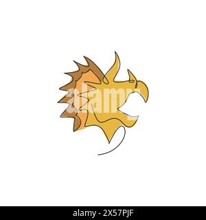 One continuous line drawing of cute head triceratops prehistory animal for logo identity. Dinosaurs mascot concept for prehistoric museum icon. Single Stock Vector