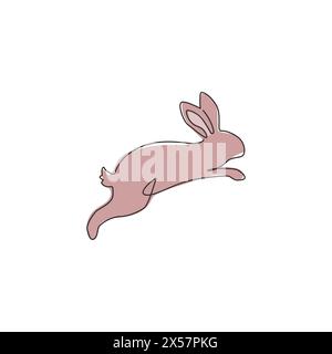 Jumping rabbit one line continuous drawing. Hare continuous one line ...