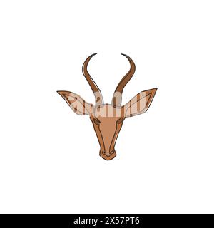 One continuous line drawing of adorable antelope head for company logo identity. Horned gazelle mascot concept for safari park icon. Single line graph Stock Vector