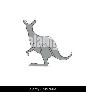 One continuous line drawing of funny standing kangaroo for national zoo logo identity. Animal from Australia mascot concept for conservation park icon Stock Vector