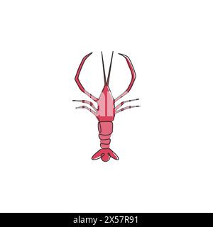 One single line drawing of fresh shrimp for seafood company logo identity. Big prawn mascot concept for farming cultivation icon. Continuous line draw Stock Vector