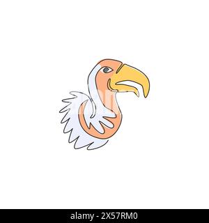 One single line drawing of large vulture for zoo logo identity. Scavenging bird of prey mascot concept for national conservation park icon. Modern con Stock Vector