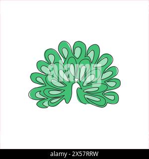One single line drawing of beautiful peacock for company logo identity. Big avian mascot concept for national park icon. Modern continuous line graphi Stock Vector