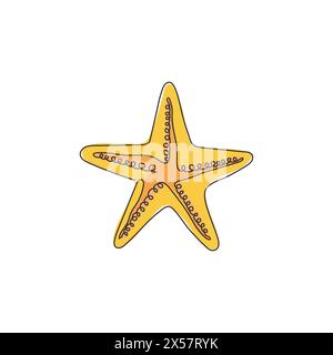 One continuous line drawing of cute starfish for marine logo identity. Sea star creature mascot concept for beachy icon. Modern single line draw desig Stock Vector