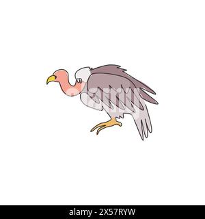 Single continuous line drawing of mystery vulture for foundation logo identity. Griffon bird mascot concept for national zoo icon. Modern one line dra Stock Vector