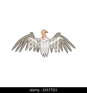 One single line drawing of large vulture for zoo logo identity. Scavenging bird of prey mascot concept for national conservation park icon. Modern con Stock Vector