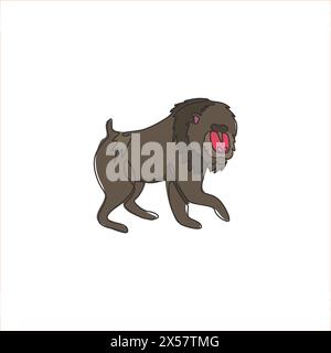 One single line drawing of adorable mandrill for company logo identity. Big beauty primate mascot concept for national conservation park icon. Modern Stock Vector