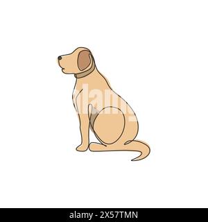 Single one line drawing of adorable labrador retriever dog for logo identity. Purebred dog mascot concept for pedigree friendly pet icon. Modern conti Stock Vector