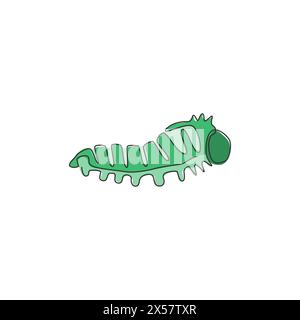 One continuous line drawing of cute caterpillar for company logo identity. Larval stage of lepidoptera mascot concept for insect lover icon. Modern si Stock Vector