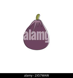 One continuous line drawing whole healthy organic figs for orchard logo identity. Fresh exotic summer fruitage concept for fruit garden icon. Modern s Stock Vector