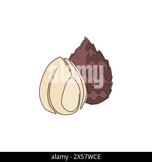 One continuous line drawing of whole healthy organic salak for orchard logo identity. Fresh exotic Thailand fruitage concept for fruit garden icon. Mo Stock Vector