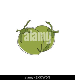 One continuous line drawing of whole healthy organic coconut for orchard logo identity. Fresh fruitage concept for fruit garden icon. Modern single li Stock Vector