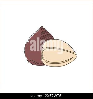 Single continuous line drawing of whole healthy organic salak for orchard logo identity. Fresh summer tropical fruitage concept for fruit garden icon. Stock Vector