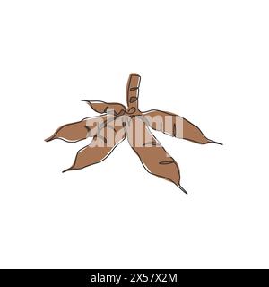 Single continuous line drawing of whole healthy organic cassava for plantation logo identity. Fresh Edible starchy tuberous root concept for farm icon Stock Vector