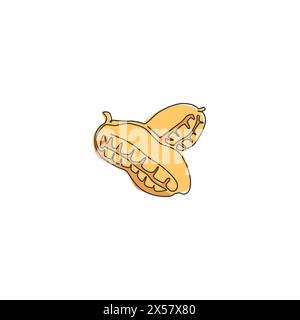 One single line drawing of whole healthy organic peanut for farm logo identity. Fresh groundnut concept for edible seeds icon. Modern continuous line Stock Vector