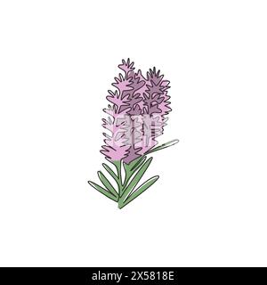 One continuous line drawing of beauty fresh lavandula for garden logo. Printable decorative lavender flower concept for home wall decor poster art pri Stock Vector