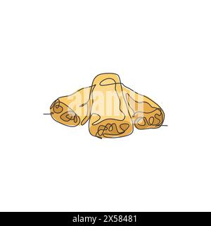 One single line drawing of fresh Chinese spring roll logo vector graphic illustration. Asian snack cafe menu and restaurant badge concept. Modern cont Stock Vector