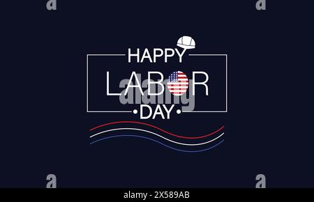 Celebrating Labor Day A Patriotic Text Design with the USA Flag Stock Vector