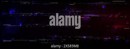 Glitch game effect tv screen with pixel texture background. Vhs digital pattern with retro television graphic design. Signal error broadcast overlay with distortion line art. Wide speed rewind frame Stock Vector