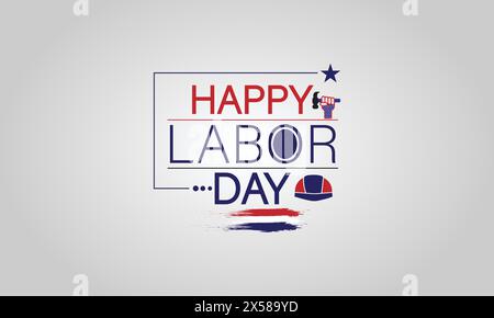 Celebrating Labor Day A Patriotic Text Design with the USA Flag Stock Vector