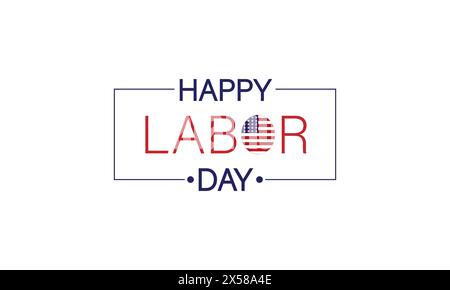 Celebrating Labor Day A Patriotic Text Design with the USA Flag Stock Vector