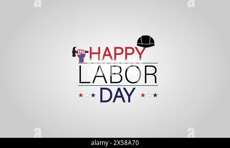 Celebrating Labor Day A Patriotic Text Design with the USA Flag Stock Vector