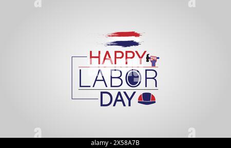 Celebrating Labor Day A Patriotic Text Design with the USA Flag Stock Vector