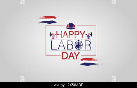 Celebrating Labor Day A Patriotic Text Design with the USA Flag Stock Vector