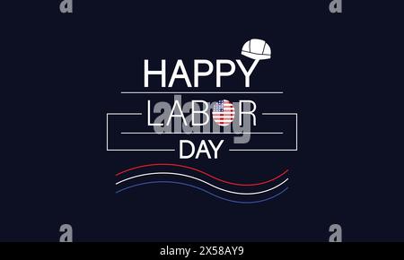 Celebrating Labor Day A Patriotic Text Design with the USA Flag Stock Vector