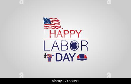 Celebrating Labor Day A Patriotic Text Design with the USA Flag Stock Vector