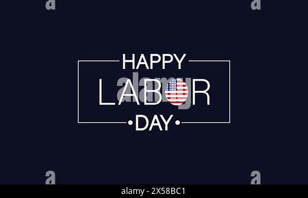 Celebrating Labor Day A Patriotic Text Design with the USA Flag Stock Vector