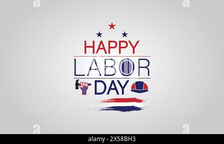 Celebrating Labor Day A Patriotic Text Design with the USA Flag Stock Vector