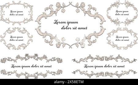 Baroque vintage design label frame set. Stock Vector