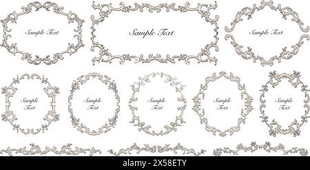 Baroque vintage design label frame set. Stock Vector