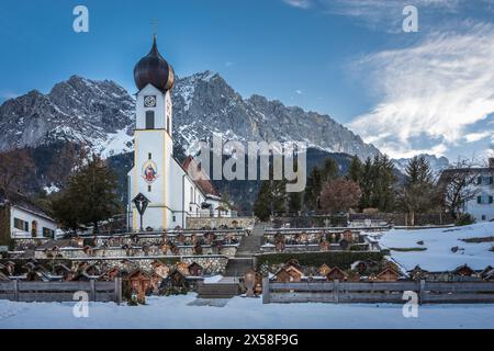 geography / travel, Germany, Bavaria, Grainau, church St. Johannes of the baptist in Grainau, ADDITIONAL-RIGHTS-CLEARANCE-INFO-NOT-AVAILABLE Stock Photo