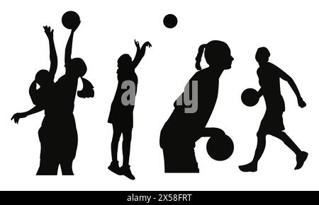 Basketball Player Vector And Silhouette Design Collection. Stock Vector