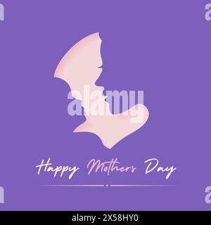 Mother's day card with mother and baby face. Stock Vector