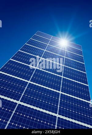 Sun shining on solar panels. Stock Photo