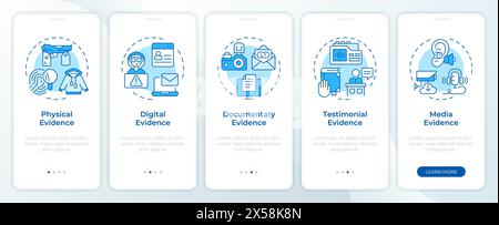 Evidence management blue onboarding mobile app screen Stock Vector